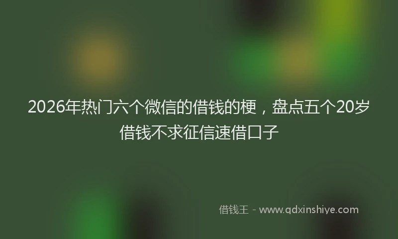 2026年热门六个微信的借钱的梗，盘点五个20岁借钱不求征信速借口子