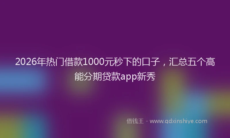 2026年热门借款1000元秒下的口子，汇总五个高能分期贷款app新秀