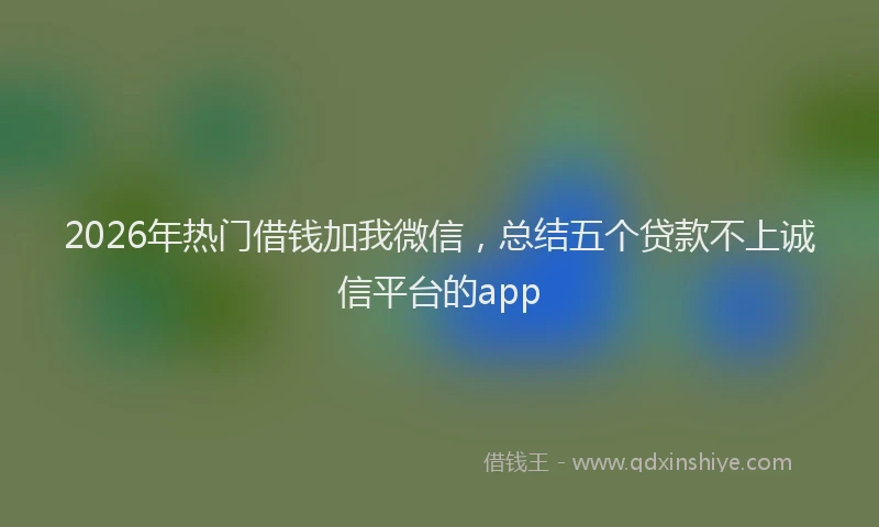 2026年热门借钱加我微信，总结五个贷款不上诚信平台的app