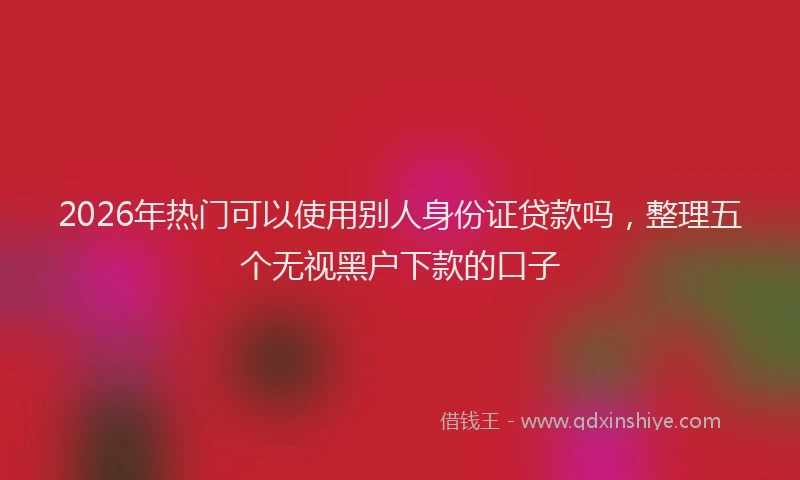 2026年热门可以使用别人身份证贷款吗，整理五个无视黑户下款的口子