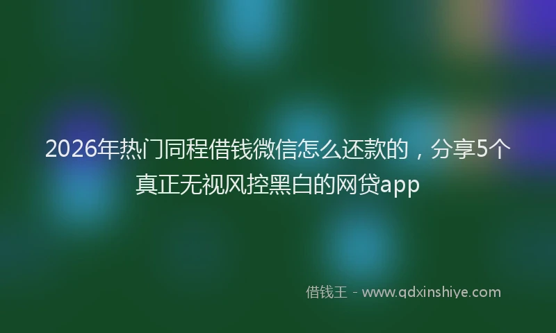 2026年热门同程借钱微信怎么还款的，分享5个真正无视风控黑白的网贷app