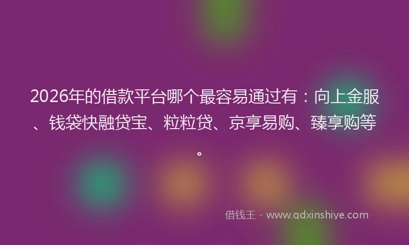 2026年的借款平台哪个最容易通过有：向上金服、钱袋快融贷宝、粒粒贷、京享易购、臻享购等。