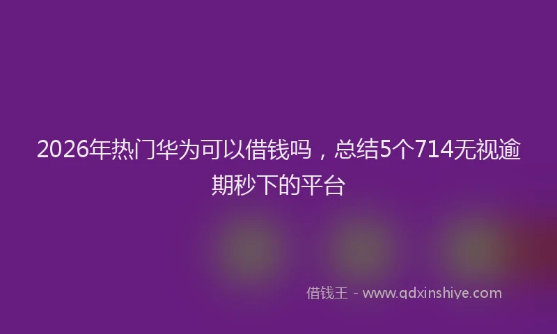 2026年热门华为可以借钱吗，总结5个714无视逾期秒下的平台