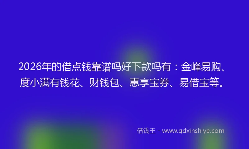 2026年的借点钱靠谱吗好下款吗有：金峰易购、度小满有钱花、财钱包、惠享宝券、易借宝等。