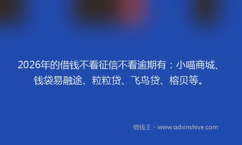 2026年的借钱不看征信不看逾期有：小喵商城、钱袋易融途、粒粒贷、飞鸟贷、榕贝等。