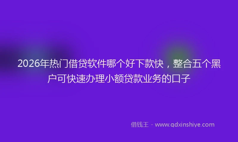 2026年热门借贷软件哪个好下款快，整合五个黑户可快速办理小额贷款业务的口子