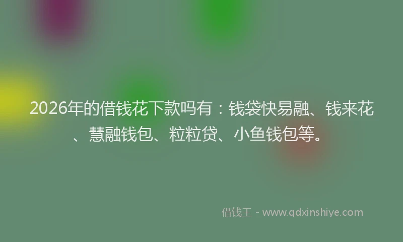 2026年的借钱花下款吗有：钱袋快易融、钱来花、慧融钱包、粒粒贷、小鱼钱包等。