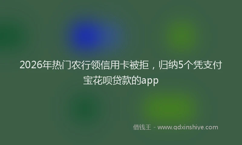 2026年热门农行领信用卡被拒，归纳5个凭支付宝花呗贷款的app