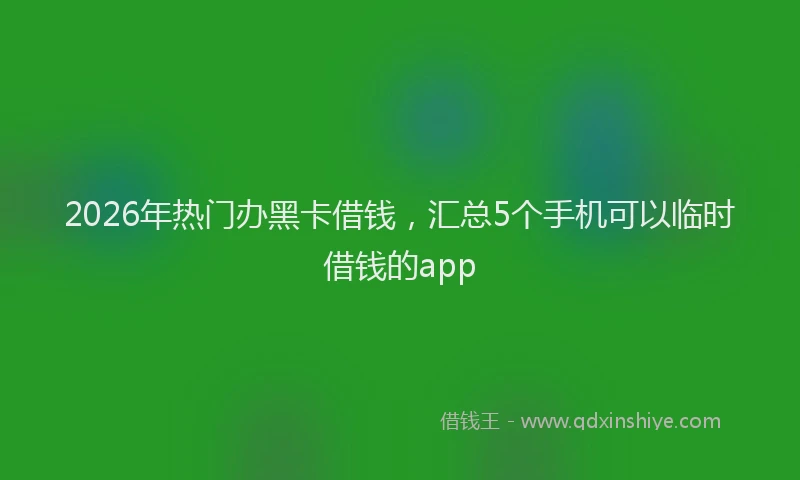 2026年热门办黑卡借钱，汇总5个手机可以临时借钱的app