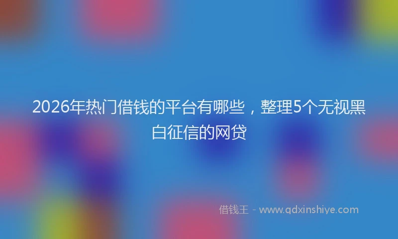 2026年热门借钱的平台有哪些，整理5个无视黑白征信的网贷