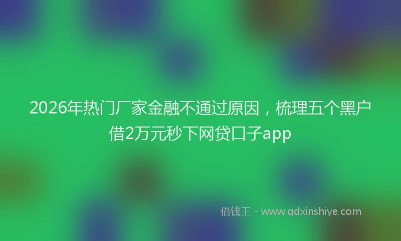 2026年热门厂家金融不通过原因，梳理五个黑户借2万元秒下网贷口子app