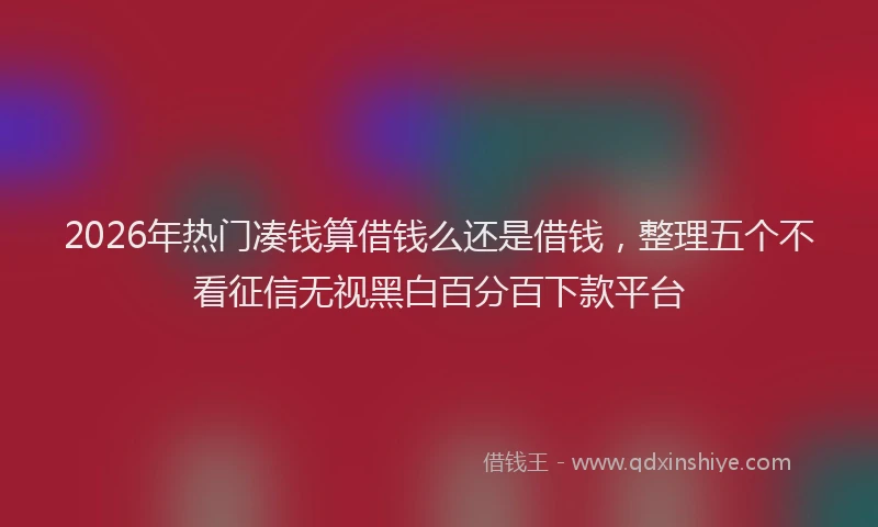 2026年热门凑钱算借钱么还是借钱，整理五个不看征信无视黑白百分百下款平台