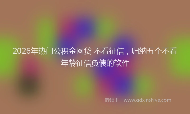 2026年热门公积金网贷 不看征信，归纳五个不看年龄征信负债的软件