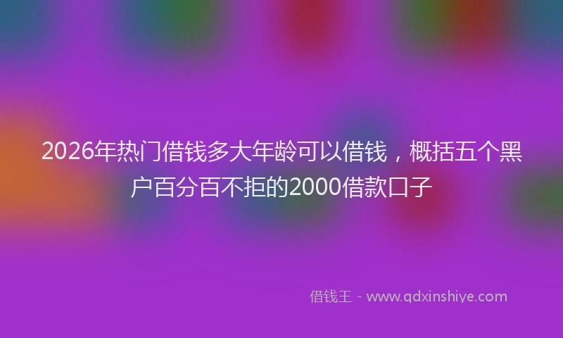 2026年热门借钱多大年龄可以借钱，概括五个黑户百分百不拒的2000借款口子