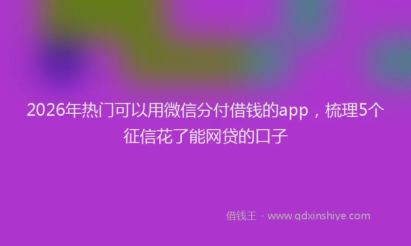 2026年热门可以用微信分付借钱的app，梳理5个征信花了能网贷的口子