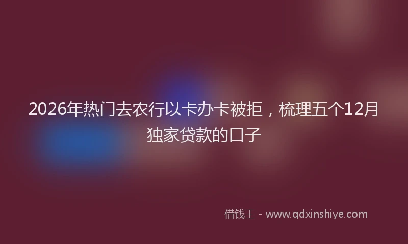 2026年热门去农行以卡办卡被拒，梳理五个12月独家贷款的口子