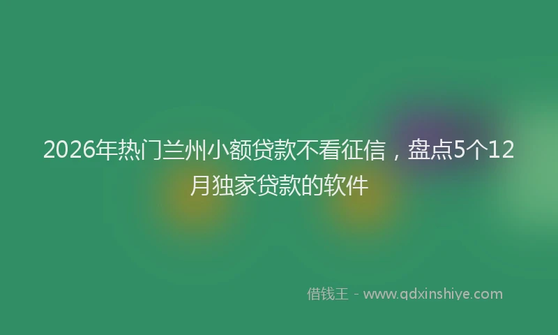 2026年热门兰州小额贷款不看征信，盘点5个12月独家贷款的软件