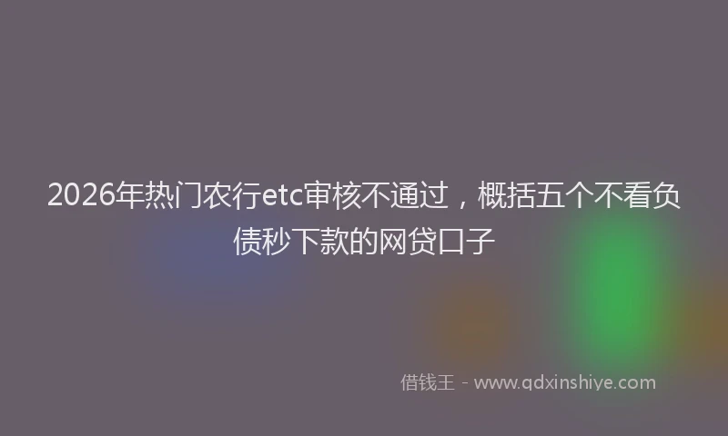 2026年热门农行etc审核不通过，概括五个不看负债秒下款的网贷口子