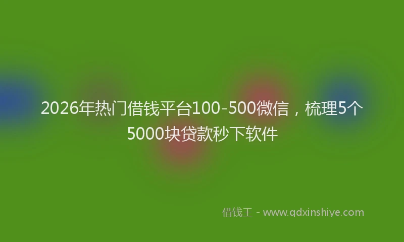 2026年热门借钱平台100-500微信，梳理5个5000块贷款秒下软件