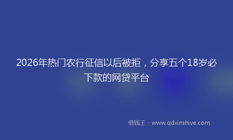 2026年热门农行征信以后被拒，分享五个18岁必下款的网贷平台