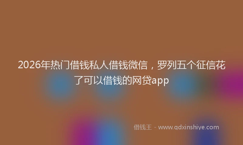 2026年热门借钱私人借钱微信，罗列五个征信花了可以借钱的网贷app