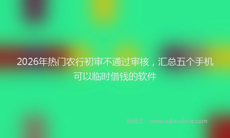 2026年热门农行初审不通过审核，汇总五个手机可以临时借钱的软件