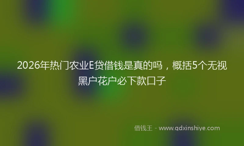 2026年热门农业E贷借钱是真的吗，概括5个无视黑户花户必下款口子