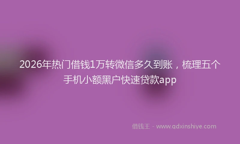 2026年热门借钱1万转微信多久到账，梳理五个手机小额黑户快速贷款app