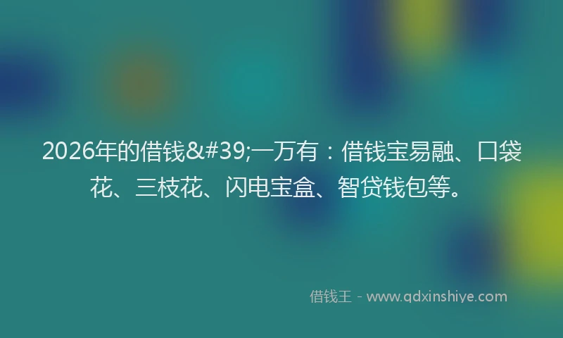 2026年的借钱'一万有：借钱宝易融、口袋花、三枝花、闪电宝盒、智贷钱包等。
