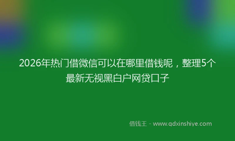 2026年热门借微信可以在哪里借钱呢，整理5个最新无视黑白户网贷口子