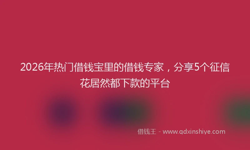 2026年热门借钱宝里的借钱专家，分享5个征信花居然都下款的平台