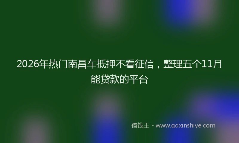 2026年热门南昌车抵押不看征信，整理五个11月能贷款的平台