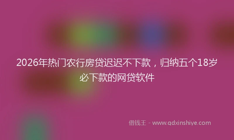 2026年热门农行房贷迟迟不下款，归纳五个18岁必下款的网贷软件