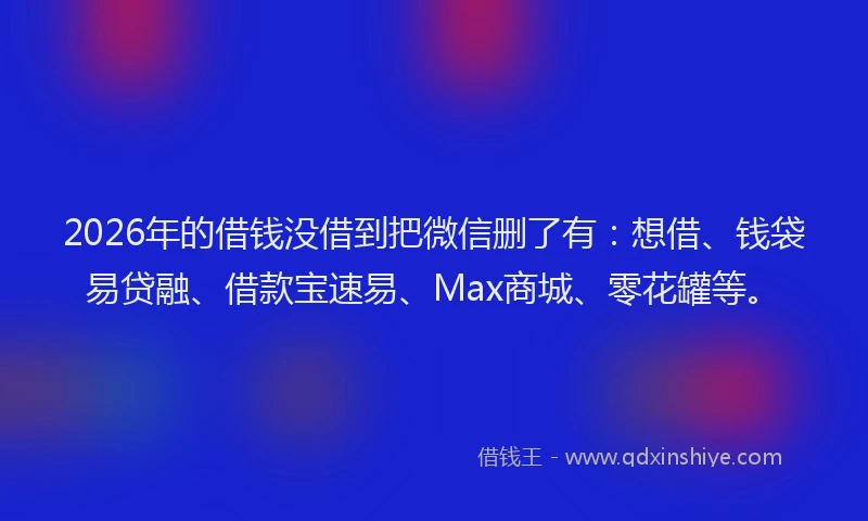 2026年的借钱没借到把微信删了有：想借、钱袋易贷融、借款宝速易、Max商城、零花罐等。