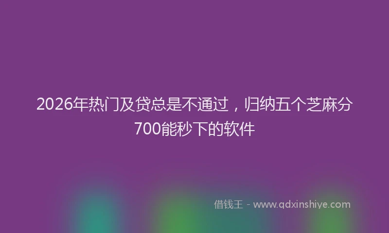 2026年热门及贷总是不通过，归纳五个芝麻分700能秒下的软件