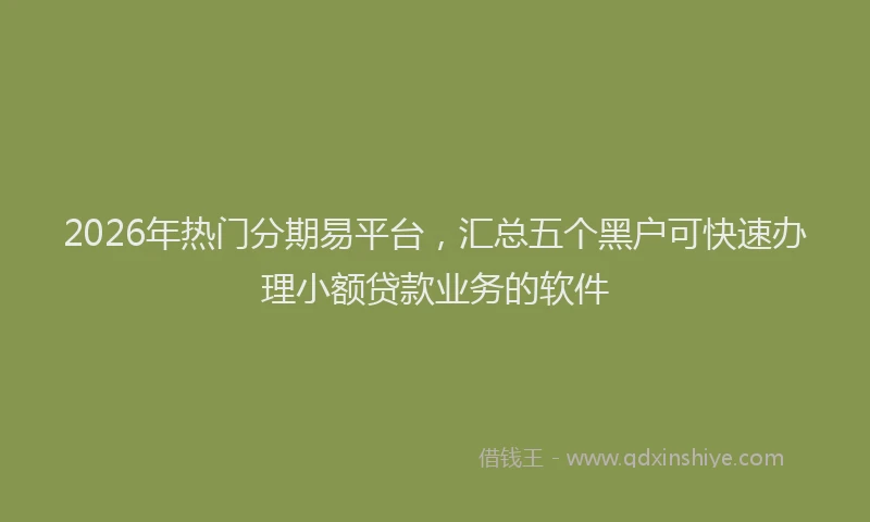 2026年热门分期易平台，汇总五个黑户可快速办理小额贷款业务的软件