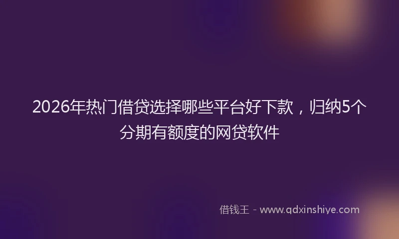 2026年热门借贷选择哪些平台好下款，归纳5个分期有额度的网贷软件