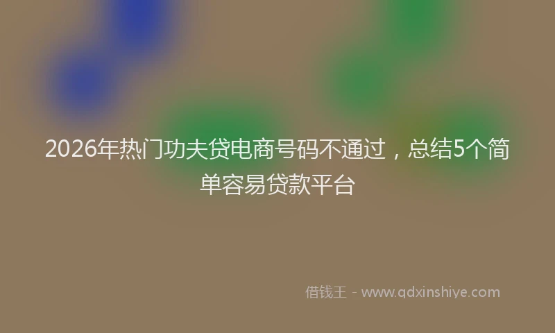 2026年热门功夫贷电商号码不通过，总结5个简单容易贷款平台
