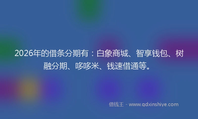 2026年的借条分期有：白象商城、智享钱包、树融分期、哆哆米、钱速借通等。