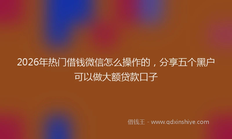 2026年热门借钱微信怎么操作的，分享五个黑户可以做大额贷款口子