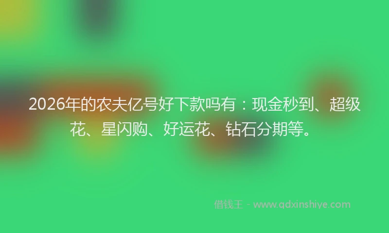 2026年的农夫亿号好下款吗有：现金秒到、超级花、星闪购、好运花、钻石分期等。