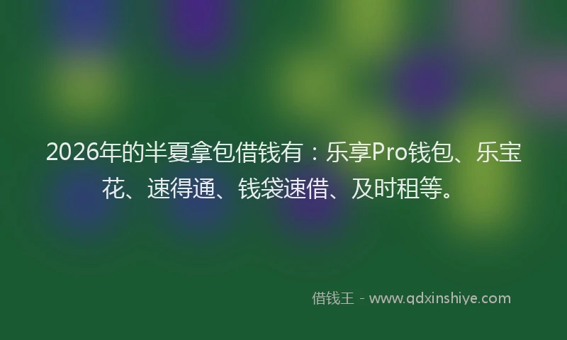 2026年的半夏拿包借钱有：乐享Pro钱包、乐宝花、速得通、钱袋速借、及时租等。