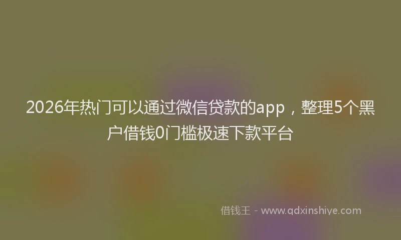 2026年热门可以通过微信贷款的app，整理5个黑户借钱0门槛极速下款平台