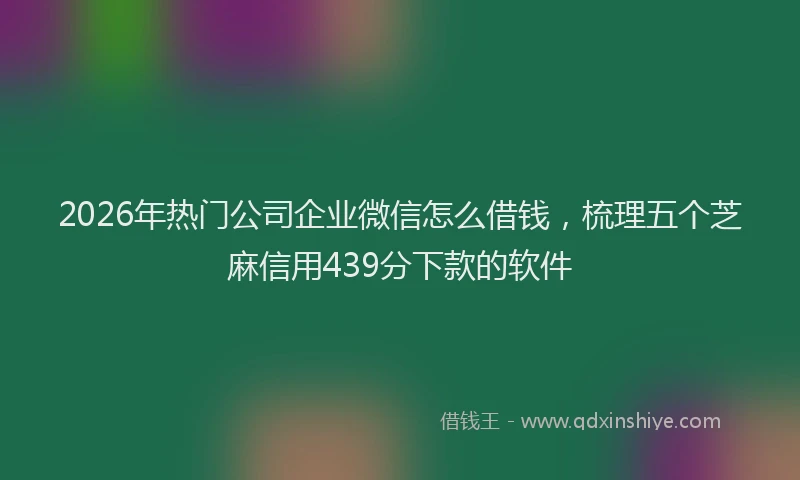 2026年热门公司企业微信怎么借钱，梳理五个芝麻信用439分下款的软件