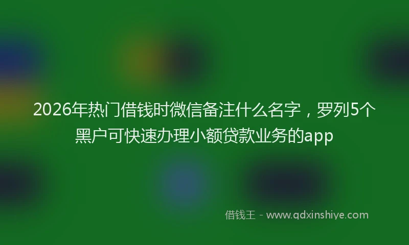 2026年热门借钱时微信备注什么名字，罗列5个黑户可快速办理小额贷款业务的app