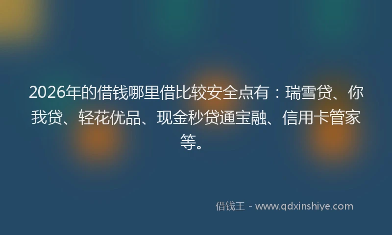 2026年的借钱哪里借比较安全点有：瑞雪贷、你我贷、轻花优品、现金秒贷通宝融、信用卡管家等。