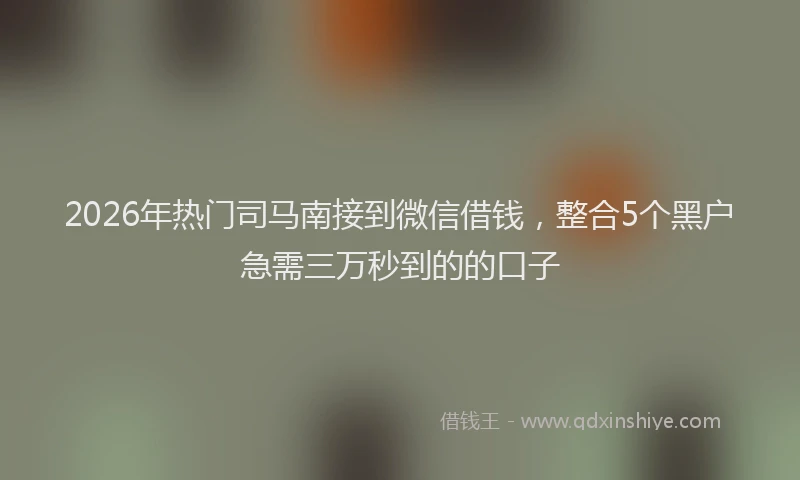 2026年热门司马南接到微信借钱，整合5个黑户急需三万秒到的的口子