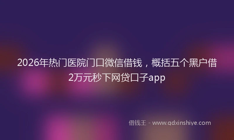 2026年热门医院门口微信借钱，概括五个黑户借2万元秒下网贷口子app
