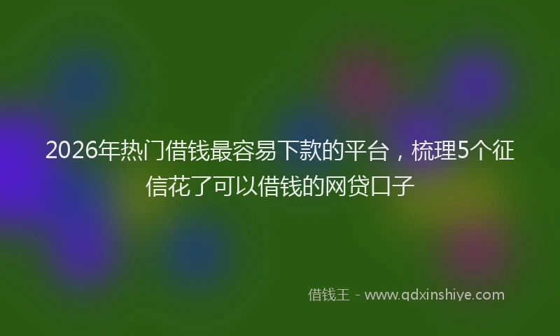 2026年热门借钱最容易下款的平台，梳理5个征信花了可以借钱的网贷口子