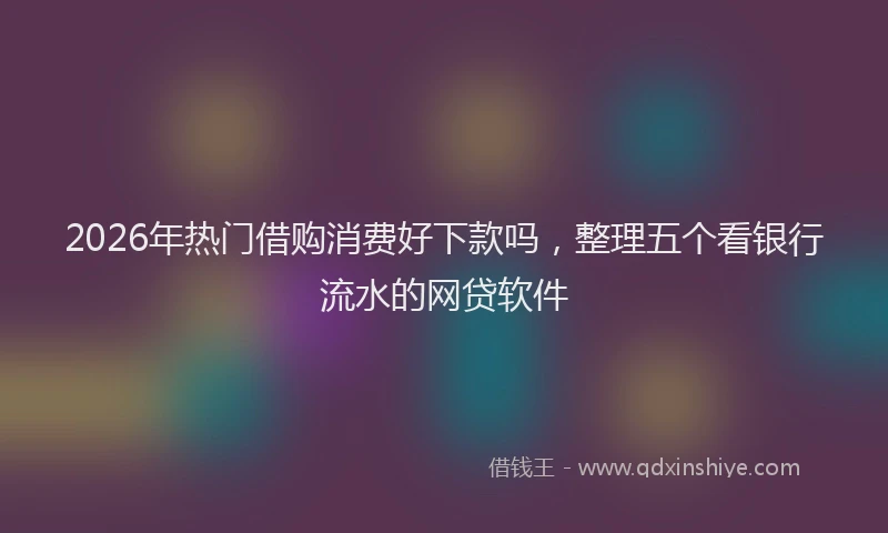 2026年热门借购消费好下款吗，整理五个看银行流水的网贷软件